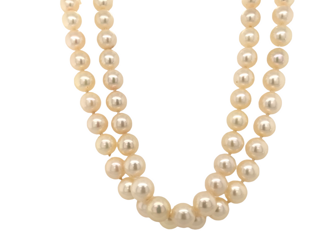 16" Strand Of Cultured Pearls, 'B+' Quality With 51 7mm to 7.25mm Pearls  14kt Yellow Gold ClaspRetail 759  Estate 379