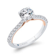 14K Two-Tone Gold Round Diamond Engagement Ring Mounting With 18 Diamo