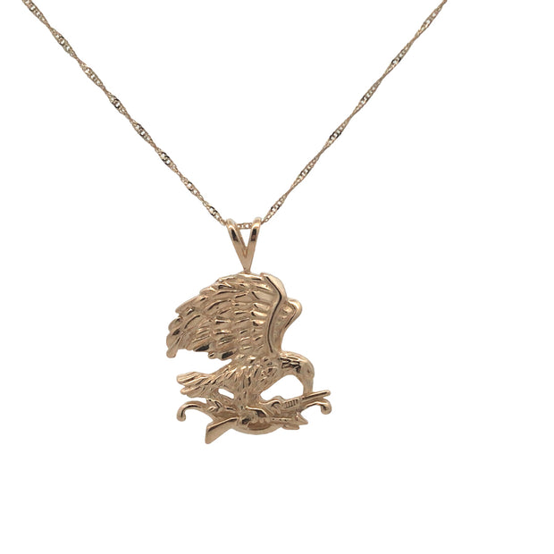 Vintage 10/14Kt Yellow Gold Necklace 10Kt Eagle Weighing 2.9 Grams Res
