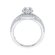 14K White Gold Round Diamond Engagement Ring Mounting With 103 Diamond