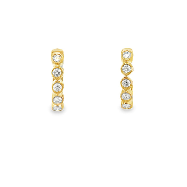 Lady's Yellow 14 Karat Diamond Huggie Hoop Earrings With 10 = 0.40Tw R