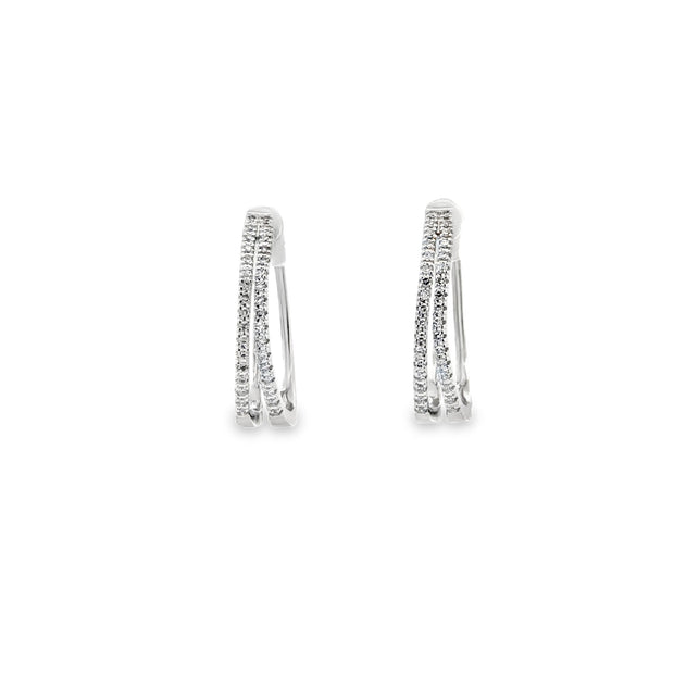Sterling Silver Natural Diamond Hoop Earrings With 68 Diamonds At 0.25