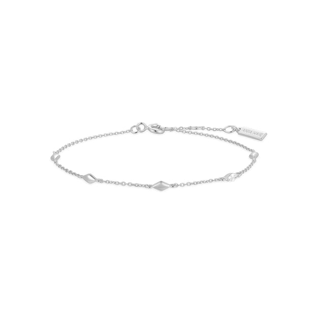 Sterling Silver CZ Rhombus Station Bracelet
