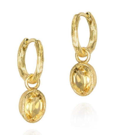 Jorge Revilla Sterling Silver Oval Citrine Hinged Hoop Earrings From T