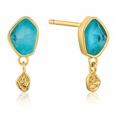 Sterling Silver Yellow Gold Plated "Mineral Glow" Turquoise Drop Stud