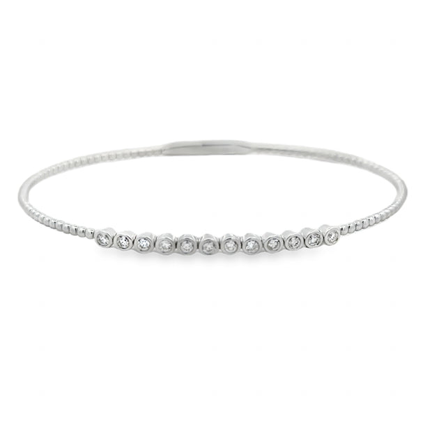 White Sterling Silver Diamond Bezel Bracelet With 12 = 0.36Tw Round G/