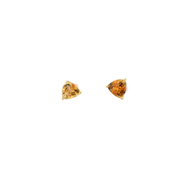 Vintage 14Kt Yellow Gold Earrings With 2 6Mm Trilliant Cut Citrines. E