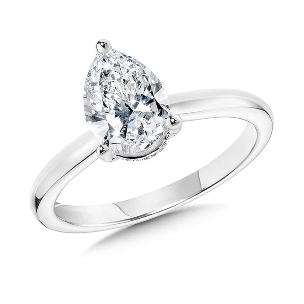 14kt White Gold Ring With Pear Shape Lab Grown Diamond 2.03ct F VS1 an