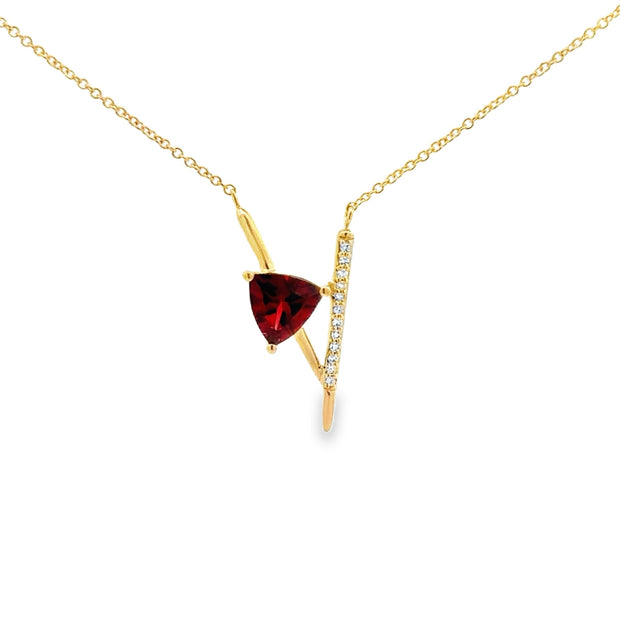 Lady's Yellow 14 Karat Garnet Pendant Length 20 With One = 0.92Ct Tril