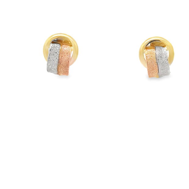 Vintage 14Kt Tri Colored Earrings With Friction Posts And Backs And We