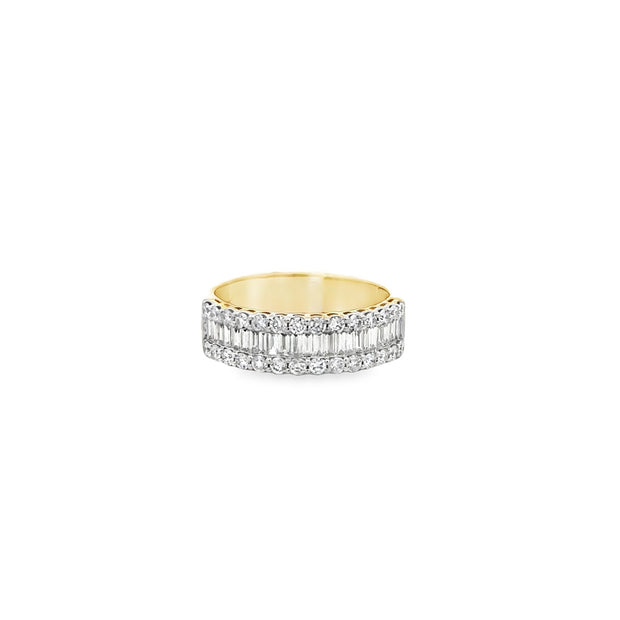 14k Yellow Gold Natural Diamond Fashion Ring With 28 Baguette And 25 R