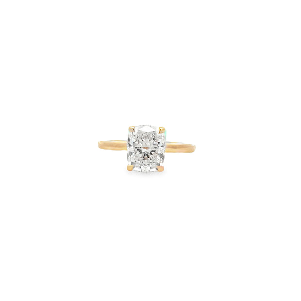 14kt Yellow Gold Ring With Lab Grown Modified Cushion Cut Center 2.59c