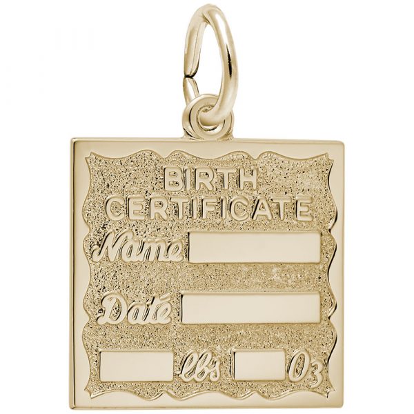 14Kt Yellow Gold Birth Certificate Charm