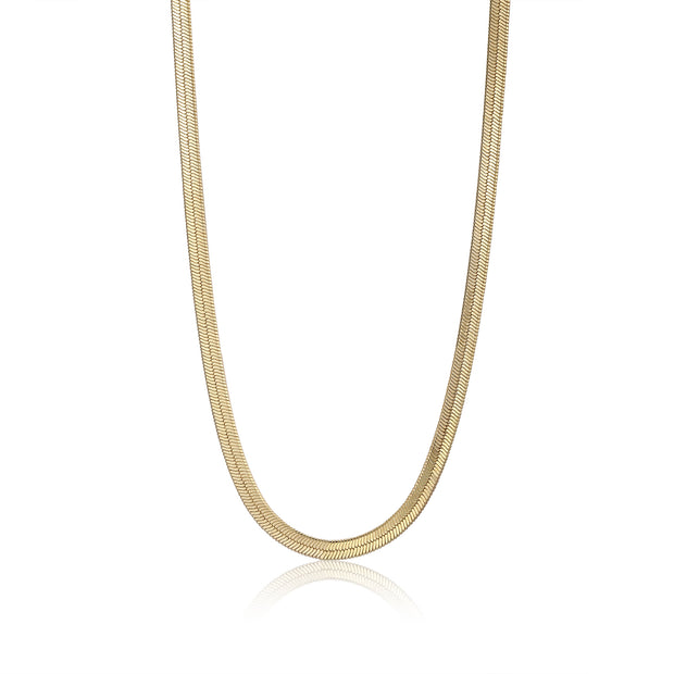 Sterling Silver Yellow Gold Plated Flat Snake Chain