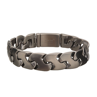 Men's Stainless Steel Matte Z-Link Bracelet. 8 12 Inch Long Includes 0.5 Self Adjustable Link