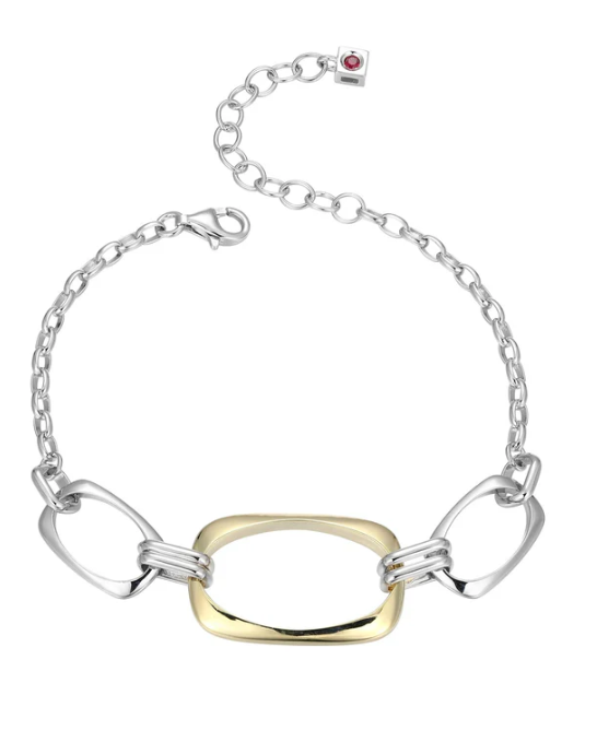 Sterling Silver ELLE "Allure" Rhodium and Yellow Gold Plated Bracelet