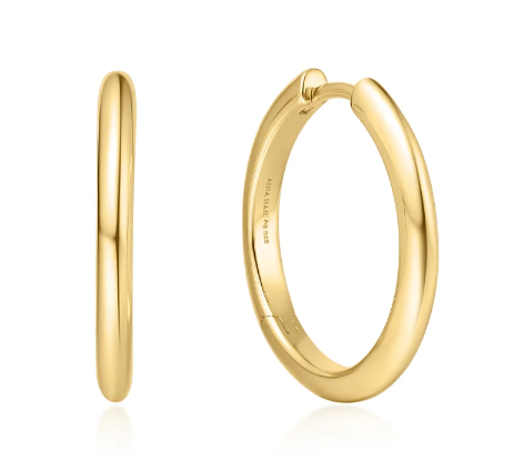 Sterling Silver Gold Plated Medium Hoop Earrings
