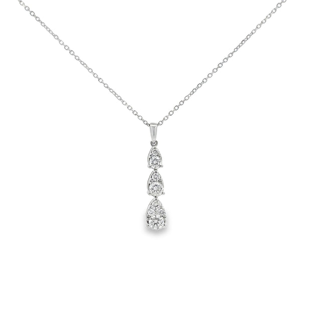 Lady's White 14 Karat Diamond Three Stone Pendant Length 16 And 18 Wit