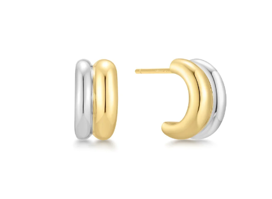 Sterling Silver Two-Tone Hoop Earrings