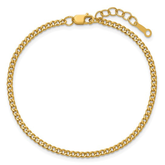 1/20 14kt Gold Filled 2.30mm Curb 6.5in With 1in Extender Bracelet