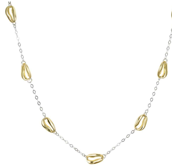 JORGE REVILLA STERLING SILVER TWO TONE 18 INCH NECKLACE FROM THE BEAN
