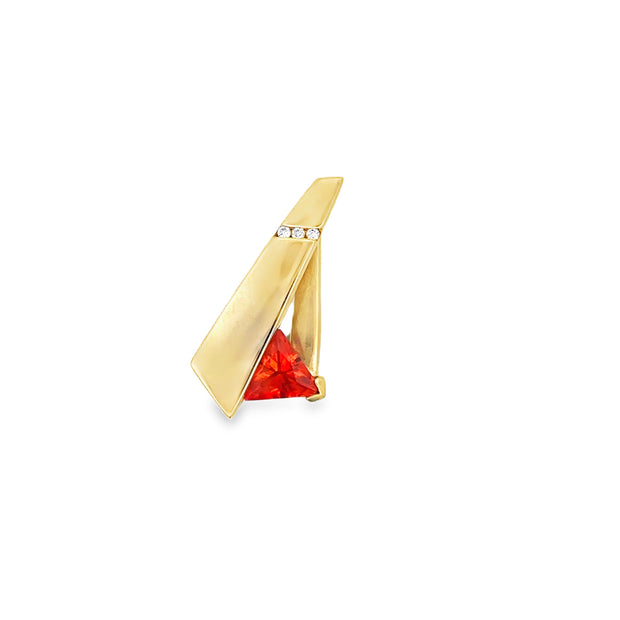 Vintage 14Kt Yellow Gold Slide Set With 3 Round Brilliant Cut Diamonds