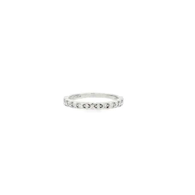 14Kt White Gold Diamond Wedding Band, Set With 14-Round Brilliant Cut