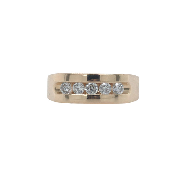 14kt Yellow Gold Band With 5 Round Channel Set Diamonds .50tdw H/I SI2