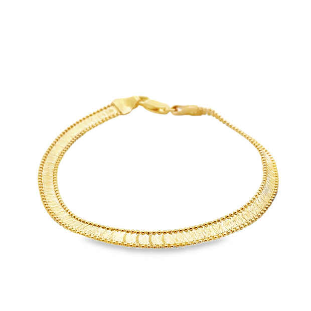 Vintage 14Kt Yellow Gold 4.4Mm Reversible Herringbone Bracelet 7 Inche