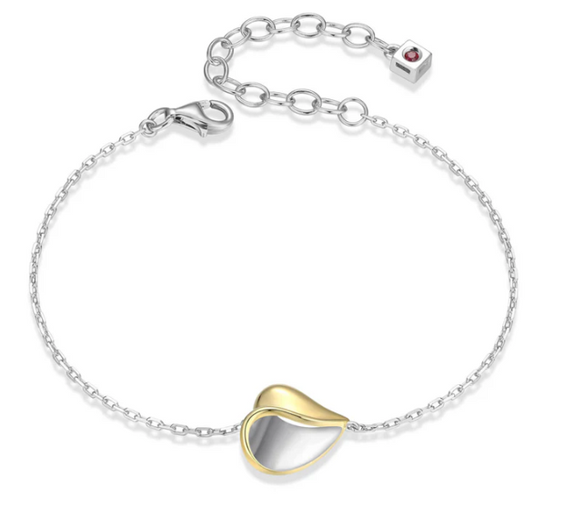 Sterling Silver ELLE "Amour" Rhodium and Yellow Gold-Plated Bracelet 6