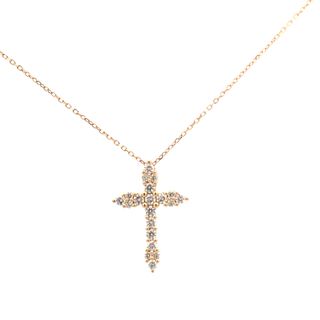 14Kt Yellow Gold .50Ct Tdw Cross Pendant Si2 G/H On 18" Cable Chain.