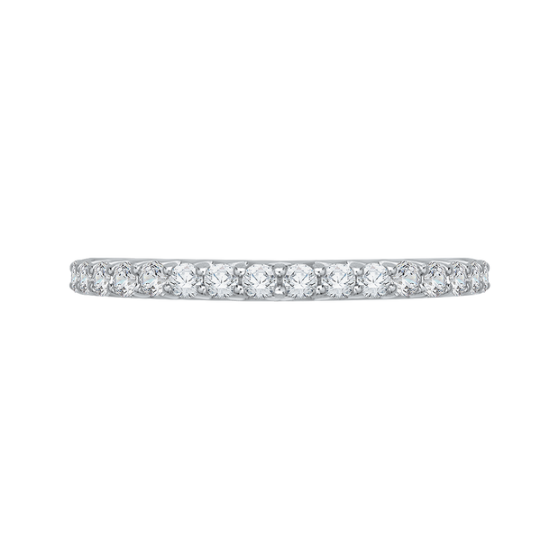 14Kt White Gold Carizza Diamond Wedding Band With 19 Round Prong Set Diamonds .31Ct TDW VS1 GH