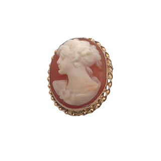Vintage 14Kt Yellow Gold Cameo Convertable Pin And Pendant Weighing 2.