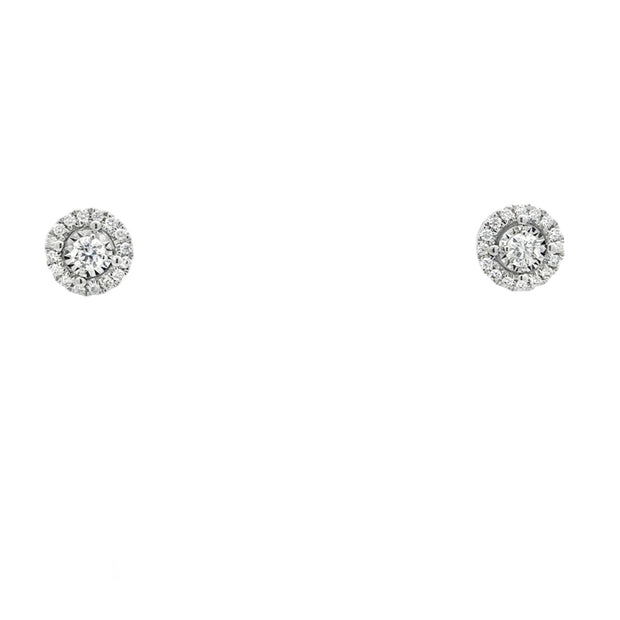 Lady's White 14 Karat Diamond Cluster Stud Earrings With 35 = 0.33Tw R
