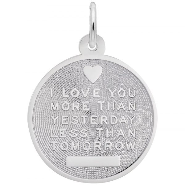 Sterling Silver Love you More Than Yesterday Charm