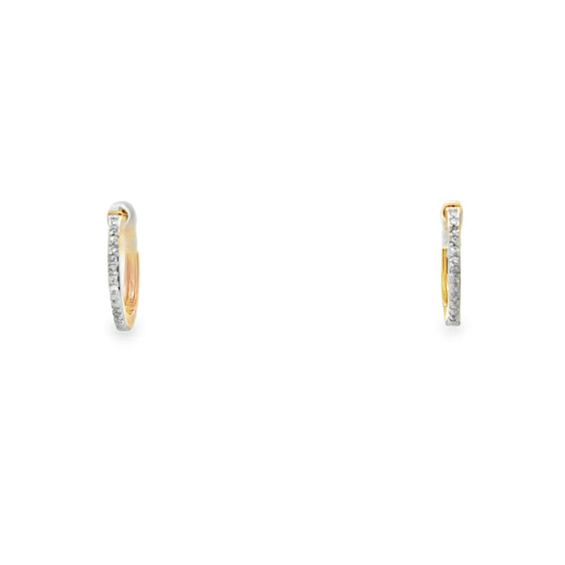 Lady's Yellow 10 Karat Diamond Huggie Hoop Earrings With 30 = 0.10Tw R