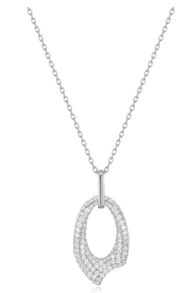 Sterling Silver Pave Arrow Pendant Necklace