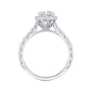 Oval Diamond Halo Engagement Ring In 14K White Gold Mounting With 41 D