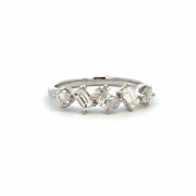 14kt White Gold Fashion Ring With 5 Diamonds Oval .30ct 2 Baguettes .3