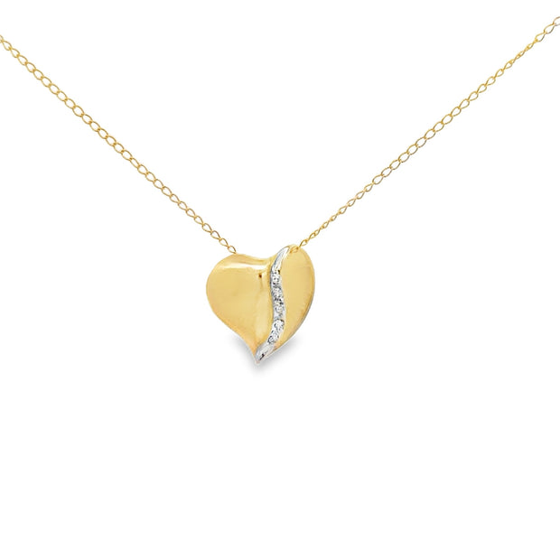 Vintage 14 Karat Yellow Gold 16 Inch Cable Necklace With Heart Pendant