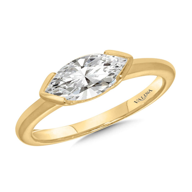 14kt Yellow Gold Mounting With 1.50ct Marquise CZ Center