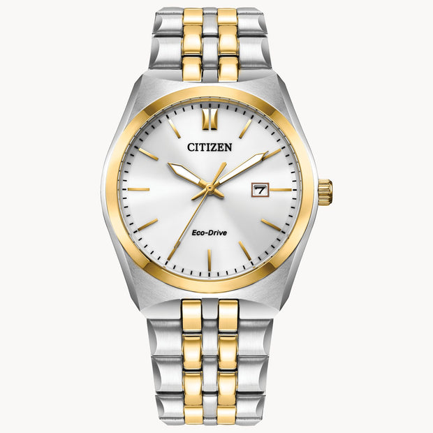 Men's Citizen Eco-Drive Corso With Two-Tone Stainless Steel Band And White Face