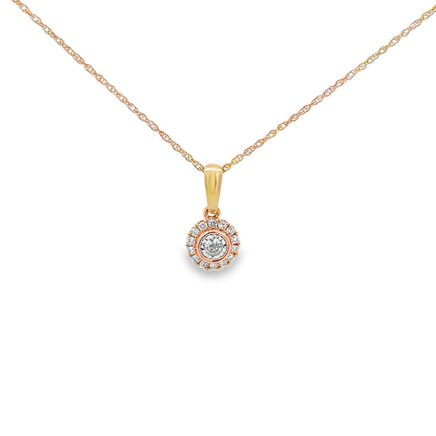 14kt Yellow Gold Circle Pendant With 15 Round Diamonds .08tdw H/I SI2