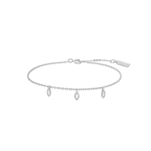 Sterling Silver Sparkling CZ Triple Station Bracelet