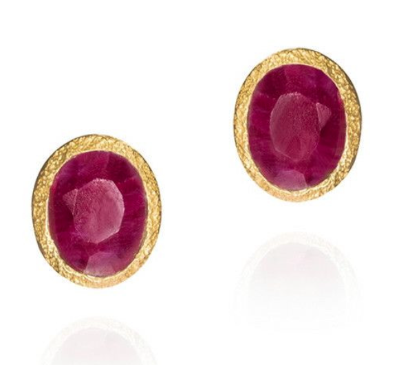 Jorge Revilla Sterling Silver Oval Ruby Earrings From The Zen Collecti