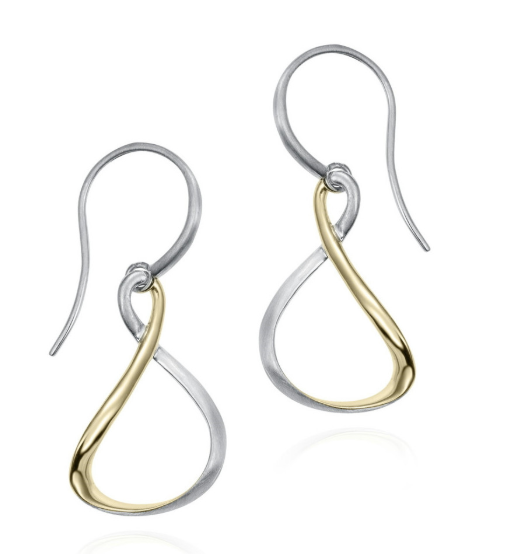 JORGE REVILLA 36MM VENICE STERLING SILVER TWO TONE EARRINGS WITH 18KT