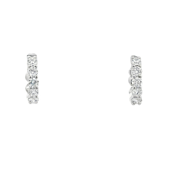 Lady's White 14 Karat Diamond Shared Prong Hoop Earrings With 10 = 2.0