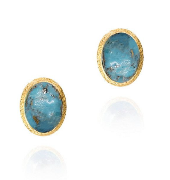 Jorge Revilla Sterling Silver Oval Turquoise Stud Earrings From The Ze