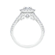 Oval Diamond Halo Engagement Ring In 14K White Gold Mounting With 38 D