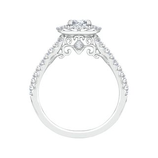 Oval Diamond Halo Engagement Ring In 14K White Gold Mounting With 38 D